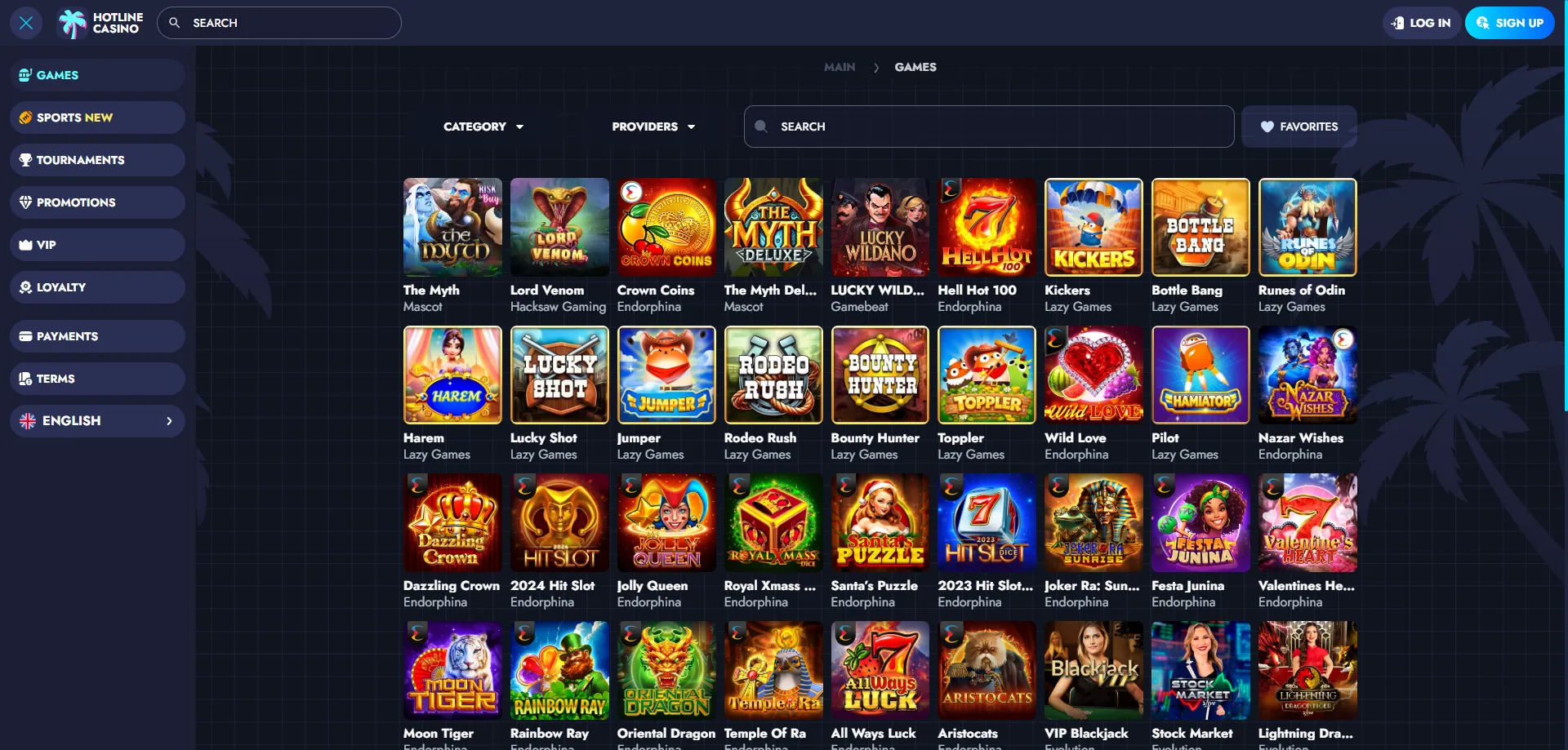 Top slot games and live casino titles at Hotline Casino New Zealand
